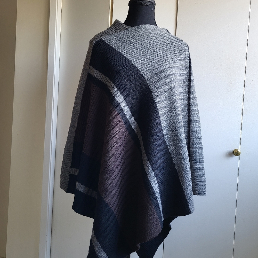 JOSEPH Assymetrical Wool Poncho One Size